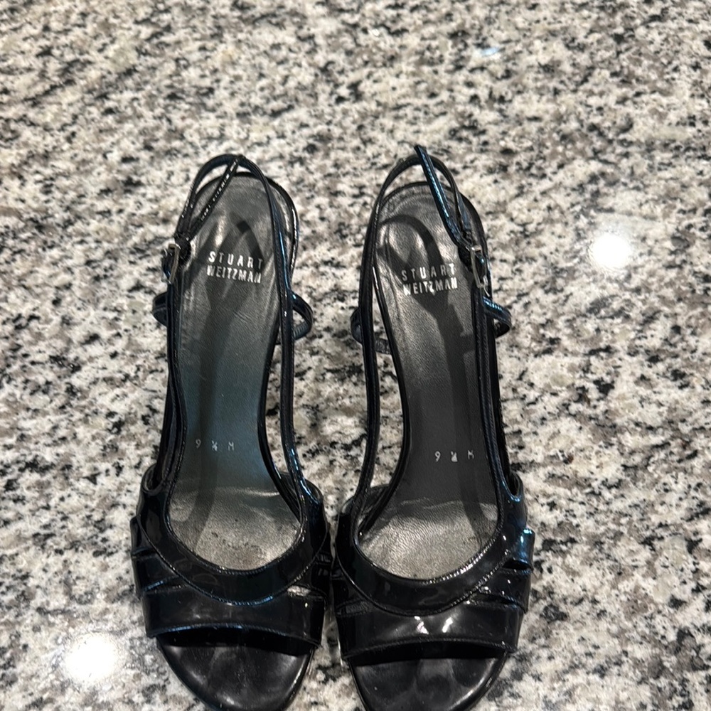 Stuart Weitzman Black Patent Slingback Heels
